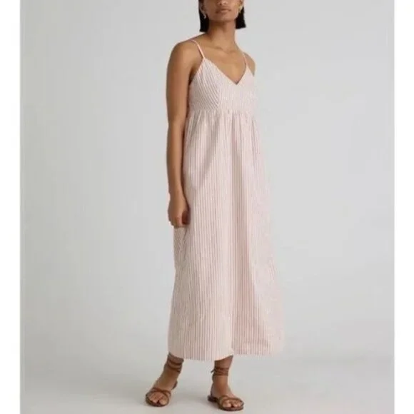 QUINCE Terracotta Striped Maxi Dress XS Nautical Resort 100% Organic Cotton - Picture 2 of 11
